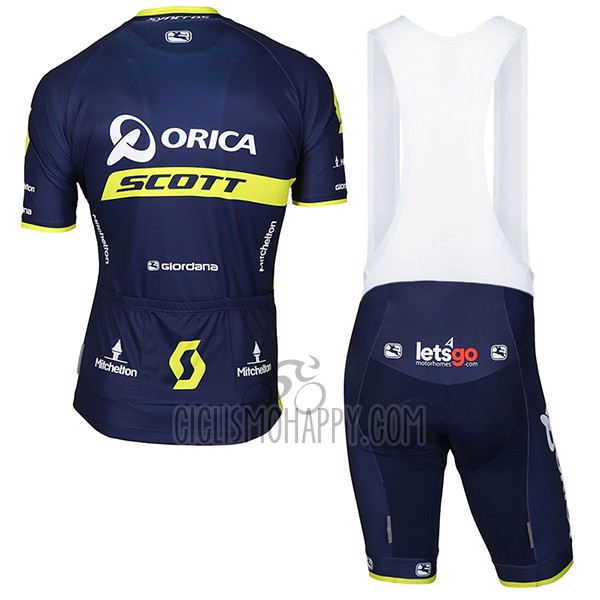 Orica Scott Cycling Jersey Bib Short 2017 Short Sleeve Blue